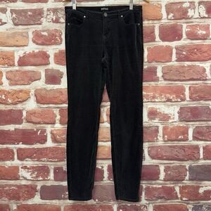 David Bitton Mid Rise Skinny Stretch Pants Women's 6 Gray Fine Corduroy Trousers